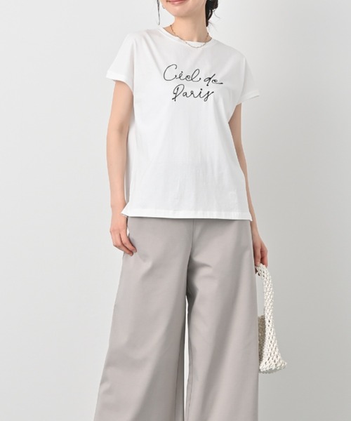 aunt lily(アントリリー)の「コットン天竺刺繍プルオーバー(Tシャツ/カットソー・レディース・オフホワイト/ブルー・LL/L/3L)」の3枚目の写真
