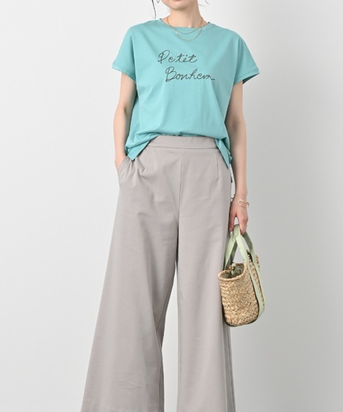 aunt lily(アントリリー)の「コットン天竺刺繍プルオーバー(Tシャツ/カットソー・レディース・オフホワイト/ブルー・LL/L/3L)」の5枚目の写真