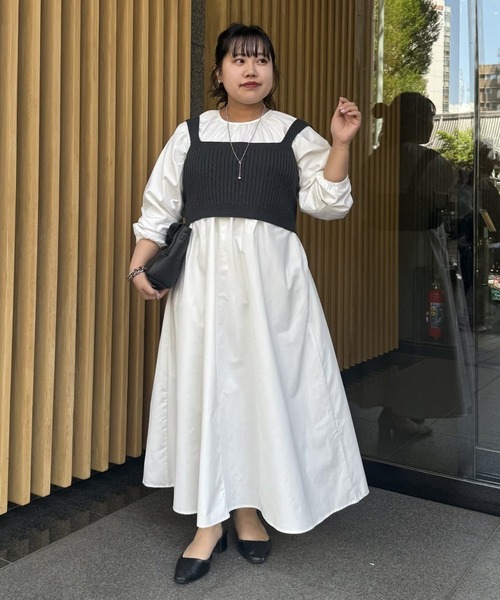Jena espace merveilleux（ジェナ　エスパスメルヴェイユ）の「【さわ企画】【WEB限定】ビスチェ付きフレアワンピース（ワンピース・レディース・オフホワイト/ブラック/ベージュ/ブルー・FREE）」の2枚目の写真
