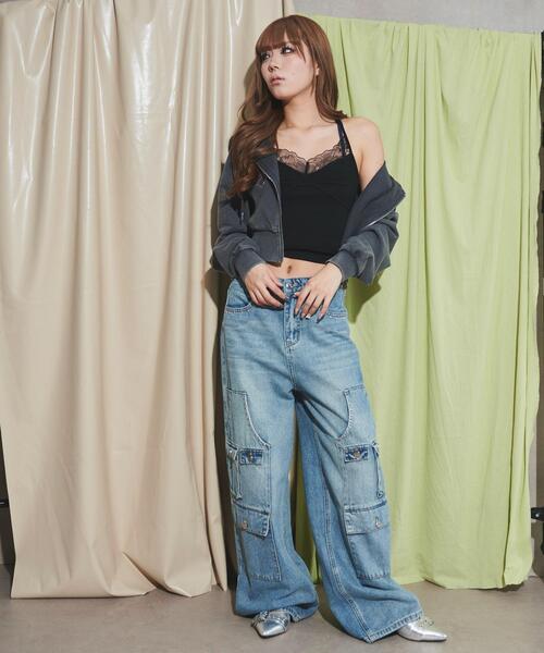 WEGO（ウィゴー）の「WEGO/レースクロップドキャミ（キャミソール・レディース・グレー/ブラック・FREE）」の13枚目の写真