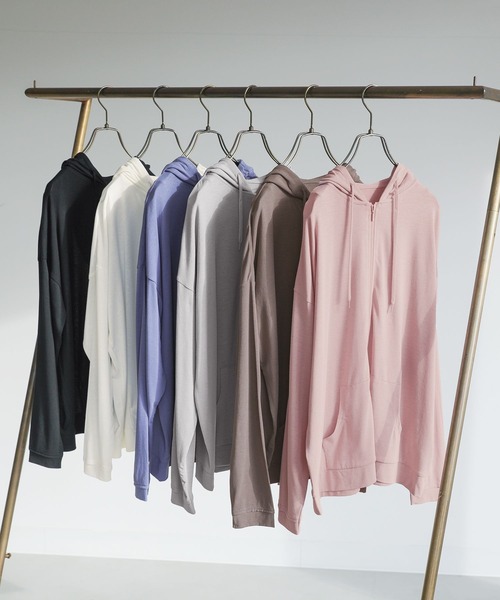 n'OrLABEL(ノアールレーベル)の「【機能素材】『シアーパーカー』(パーカー・レディース・オフホワイト/ブルー/グレー/モカ/ピンク/ブラック・1/2)」の7枚目の写真
