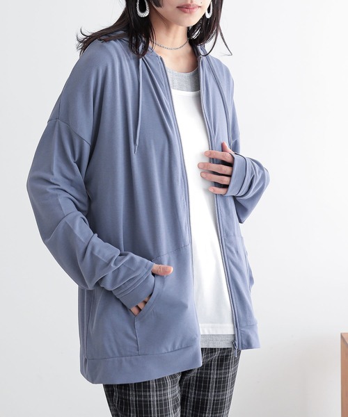 n'OrLABEL(ノアールレーベル)の「【機能素材】『シアーパーカー』(パーカー・レディース・オフホワイト/ブルー/グレー/モカ/ピンク/ブラック・1/2)」の14枚目の写真