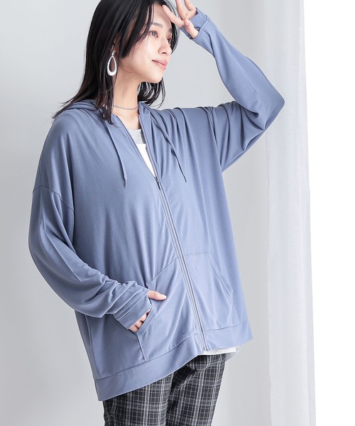 n'OrLABEL(ノアールレーベル)の「【機能素材】『シアーパーカー』(パーカー・レディース・オフホワイト/ブルー/グレー/モカ/ピンク/ブラック・1/2)」の15枚目の写真