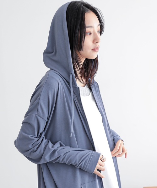 n'OrLABEL(ノアールレーベル)の「【機能素材】『シアーパーカー』(パーカー・レディース・オフホワイト/ブルー/グレー/モカ/ピンク/ブラック・1/2)」の16枚目の写真