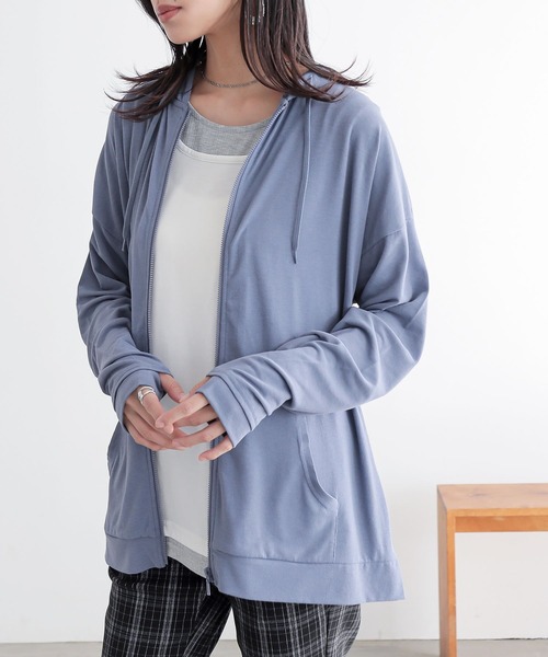 n'OrLABEL(ノアールレーベル)の「【機能素材】『シアーパーカー』(パーカー・レディース・オフホワイト/ブルー/グレー/モカ/ピンク/ブラック・1/2)」の13枚目の写真