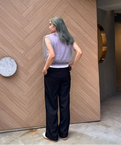 トップス Ameri LIGHT SHEER LAYERED KNIT VEST LIGHT SHEER LAYERED KNIT VEST