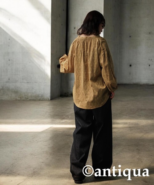 antiqua（アンティカ）の「インド綿 ドビー織りブラウス（シャツ/ブラウス・レディース・キャメル/ブルー/ブラック・ONESIZE）」の20枚目の写真