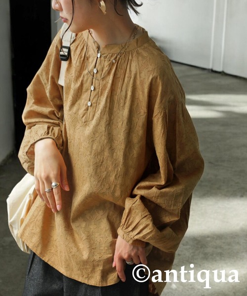 antiqua（アンティカ）の「インド綿 ドビー織りブラウス（シャツ/ブラウス・レディース・キャメル/ブルー/ブラック・ONESIZE）」の21枚目の写真