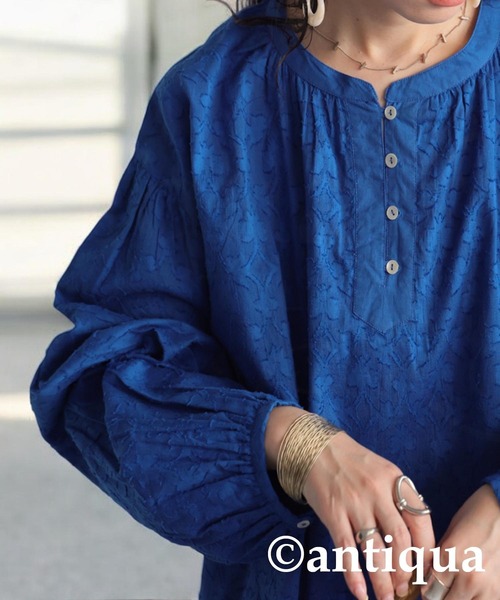 antiqua（アンティカ）の「インド綿 ドビー織りブラウス（シャツ/ブラウス・レディース・キャメル/ブルー/ブラック・ONESIZE）」の14枚目の写真