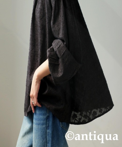 antiqua（アンティカ）の「インド綿 ドビー織りブラウス（シャツ/ブラウス・レディース・キャメル/ブルー/ブラック・ONESIZE）」の5枚目の写真