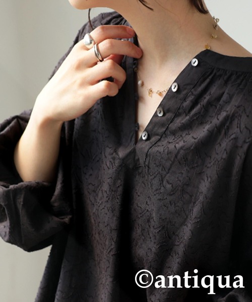 antiqua（アンティカ）の「インド綿 ドビー織りブラウス（シャツ/ブラウス・レディース・キャメル/ブルー/ブラック・ONESIZE）」の9枚目の写真