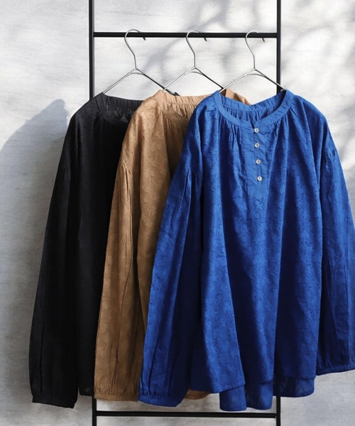 antiqua（アンティカ）の「インド綿 ドビー織りブラウス（シャツ/ブラウス・レディース・キャメル/ブルー/ブラック・ONESIZE）」の22枚目の写真