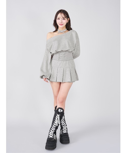 Darich プリーツヘムスウェットミニスカート グレー ダーリッチ Darich プリーツヘムスウェットミニスカート