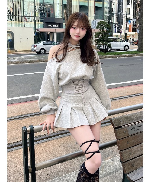 Darich プリーツヘムスウェットミニスカート FL