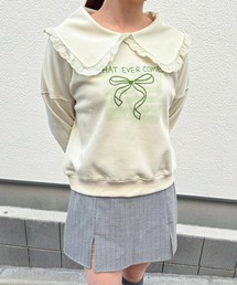 【ZOZO限定】襟付きリボン刺繍トレーナー