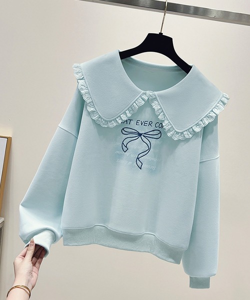 frunco(フランコ)の「【ZOZO限定】襟付きリボン刺繍トレーナー(スウェット・レディース・ホワイト/ピンク/グリーン/ブルー・MEDIUM)」の8枚目の写真
