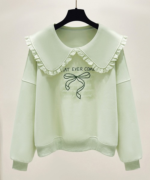 frunco(フランコ)の「【ZOZO限定】襟付きリボン刺繍トレーナー(スウェット・レディース・ホワイト/ピンク/グリーン/ブルー・MEDIUM)」の7枚目の写真