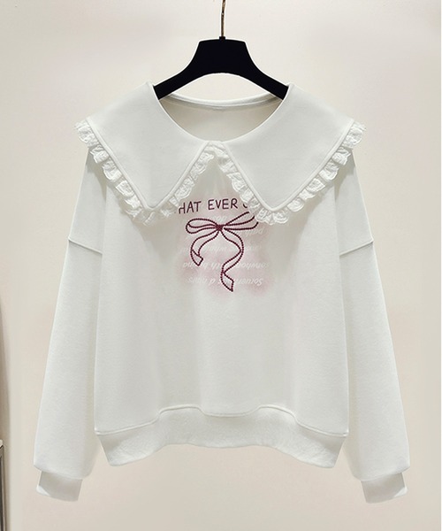 frunco(フランコ)の「【ZOZO限定】襟付きリボン刺繍トレーナー(スウェット・レディース・ホワイト/ピンク/グリーン/ブルー・MEDIUM)」の13枚目の写真