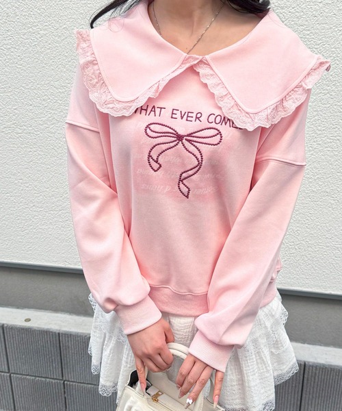 frunco(フランコ)の「【ZOZO限定】襟付きリボン刺繍トレーナー(スウェット・レディース・ホワイト/ピンク/グリーン/ブルー・MEDIUM)」の14枚目の写真