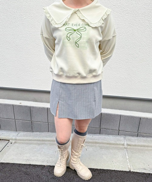 frunco(フランコ)の「【ZOZO限定】襟付きリボン刺繍トレーナー(スウェット・レディース・ホワイト/ピンク/グリーン/ブルー・MEDIUM)」の15枚目の写真