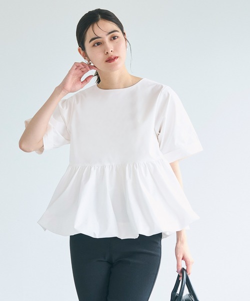 coca(coca)(コカ)の「バルーン半袖ブラウス(シャツ/ブラウス・レディース・ブラック/ホワイト・M/L)」の14枚目の写真