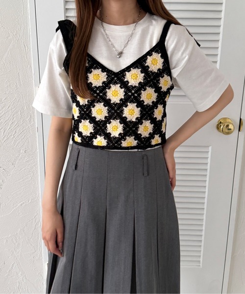 ジャスグリッティー リボンビスチェ 黒ミックス S JUSGLITTY（ジャスグリッティー）の「リボンビスチェ（シャツ