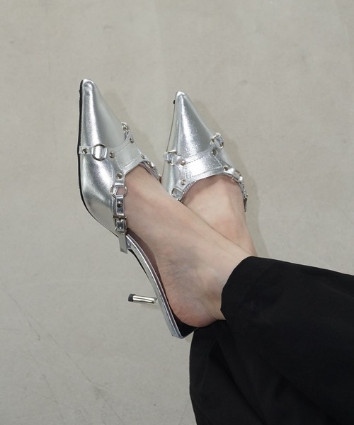 メタルアクセント ポイントミュール chs25s006-ファッション通販サイト