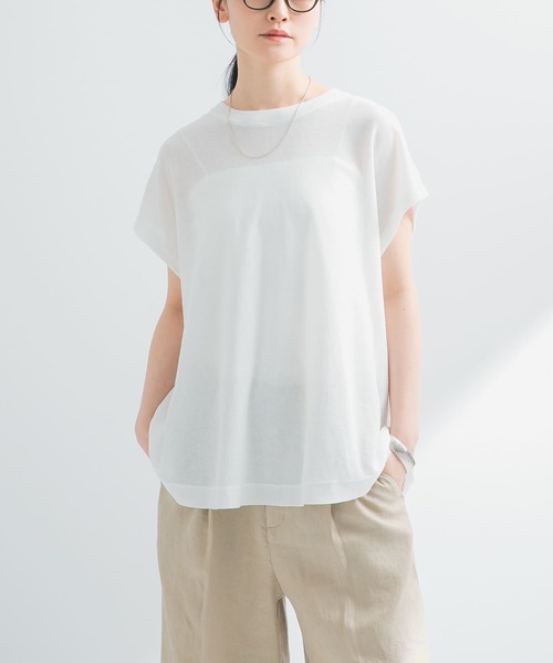 URBAN RESEARCH（アーバンリサーチ）の「『UVカット』2WAYフレンチスリーブニット（ニット/セーター・レディース・オフホワイト/チャコールグレー/ベージュ/ネイビー・FREE）」の15枚目の写真