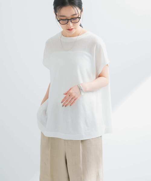 URBAN RESEARCH（アーバンリサーチ）の「『UVカット』2WAYフレンチスリーブニット（ニット/セーター・レディース・オフホワイト/チャコールグレー/ベージュ/ネイビー・FREE）」の16枚目の写真