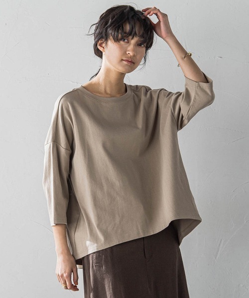 MAYSON GREY（メイソングレイ）の「オーガニックコットンバッグギャザーテーププルオーバー≪洗濯機で洗える≫（Tシャツ/カットソー・レディース・オフホワイト/ブラック/ベージュ・M）」の3枚目の写真
