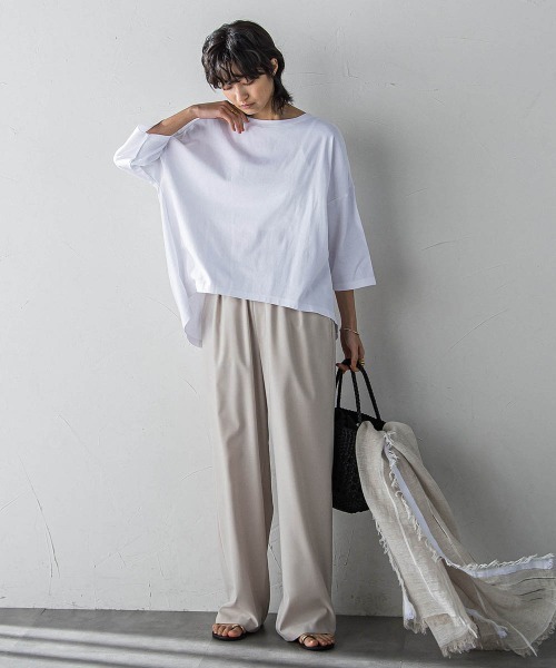 MAYSON GREY（メイソングレイ）の「オーガニックコットンバッグギャザーテーププルオーバー≪洗濯機で洗える≫（Tシャツ/カットソー・レディース・オフホワイト/ブラック/ベージュ・M）」の18枚目の写真