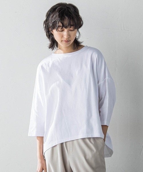 MAYSON GREY（メイソングレイ）の「オーガニックコットンバッグギャザーテーププルオーバー≪洗濯機で洗える≫（Tシャツ/カットソー・レディース・オフホワイト/ブラック/ベージュ・M）」の12枚目の写真