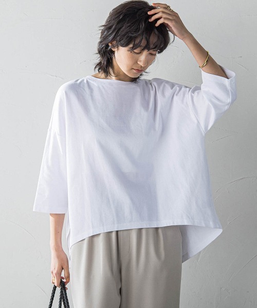 MAYSON GREY（メイソングレイ）の「オーガニックコットンバッグギャザーテーププルオーバー≪洗濯機で洗える≫（Tシャツ/カットソー・レディース・オフホワイト/ブラック/ベージュ・M）」の13枚目の写真