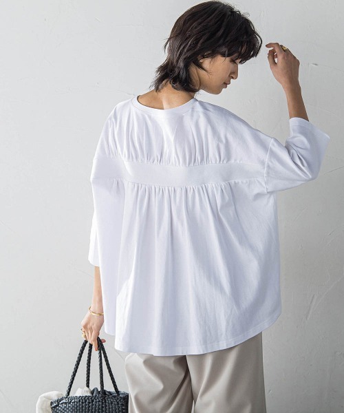 MAYSON GREY（メイソングレイ）の「オーガニックコットンバッグギャザーテーププルオーバー≪洗濯機で洗える≫（Tシャツ/カットソー・レディース・オフホワイト/ブラック/ベージュ・M）」の15枚目の写真