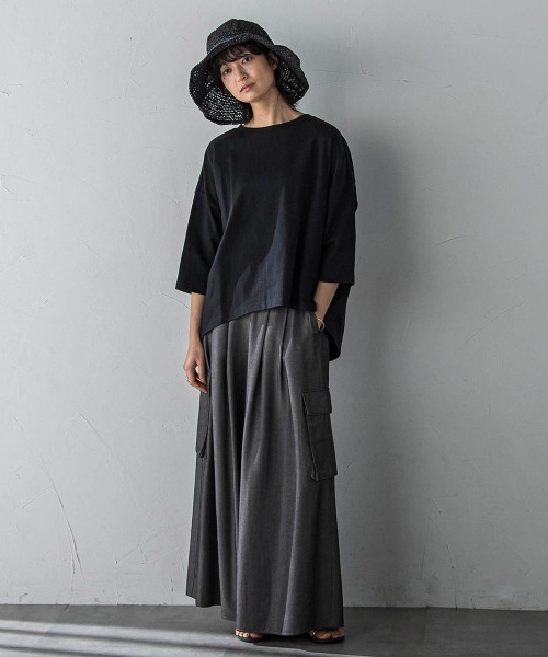 MAYSON GREY（メイソングレイ）の「オーガニックコットンバッグギャザーテーププルオーバー≪洗濯機で洗える≫（Tシャツ/カットソー・レディース・オフホワイト/ブラック/ベージュ・M）」の8枚目の写真