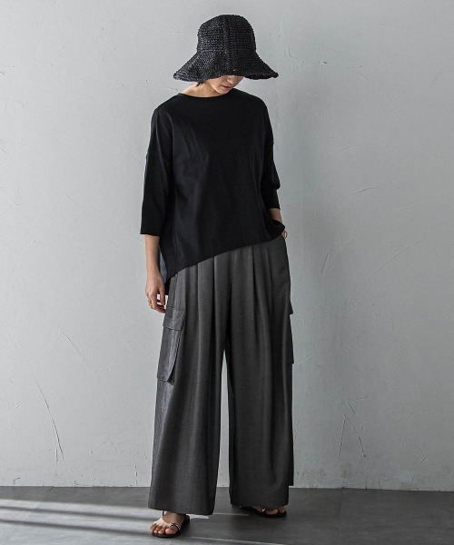 MAYSON GREY（メイソングレイ）の「オーガニックコットンバッグギャザーテーププルオーバー≪洗濯機で洗える≫（Tシャツ/カットソー・レディース・オフホワイト/ブラック/ベージュ・M）」の9枚目の写真