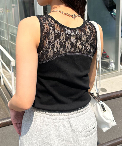 CIAOPANIC（チャオパニック）の「レース切替刺繍ロゴタンクトップ（キャミソール・レディース・ブラック/ホワイト/ボルドー・ONE SIZE）」の18枚目の写真