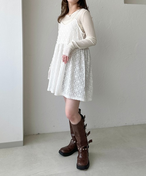 apres jour clair(アプレジュールクレア)の「【apres jour clair】フラワーレースキャミチュニック(チュニック・レディース・オフホワイト/ブラック/ベージュ・フリー/X-LARGE)」の8枚目の写真