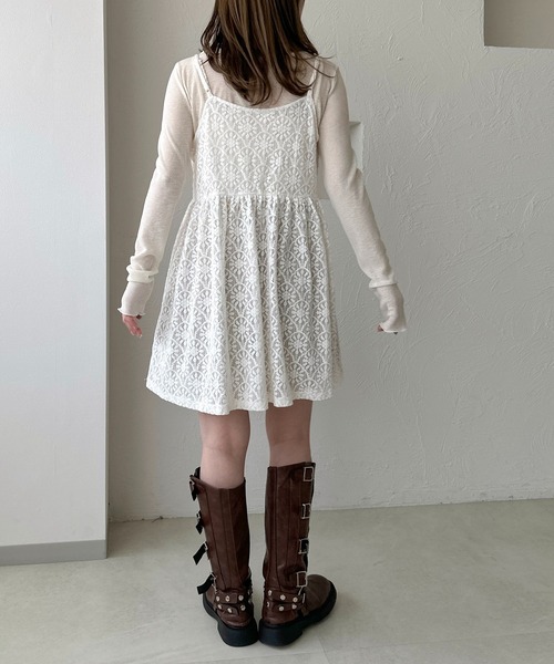 apres jour clair(アプレジュールクレア)の「【apres jour clair】フラワーレースキャミチュニック(チュニック・レディース・オフホワイト/ブラック/ベージュ・フリー/X-LARGE)」の9枚目の写真