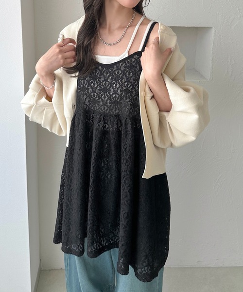apres jour clair(アプレジュールクレア)の「【apres jour clair】フラワーレースキャミチュニック(チュニック・レディース・オフホワイト/ブラック/ベージュ・フリー/X-LARGE)」の10枚目の写真