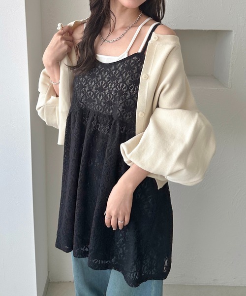 apres jour clair(アプレジュールクレア)の「【apres jour clair】フラワーレースキャミチュニック(チュニック・レディース・オフホワイト/ブラック/ベージュ・フリー/X-LARGE)」の11枚目の写真