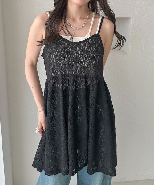 apres jour clair(アプレジュールクレア)の「【apres jour clair】フラワーレースキャミチュニック(チュニック・レディース・オフホワイト/ブラック/ベージュ・フリー/X-LARGE)」の15枚目の写真