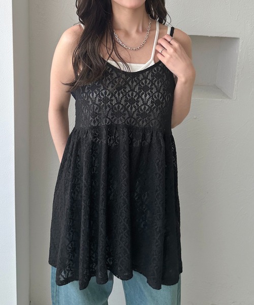 apres jour clair(アプレジュールクレア)の「【apres jour clair】フラワーレースキャミチュニック(チュニック・レディース・オフホワイト/ブラック/ベージュ・フリー/X-LARGE)」の16枚目の写真