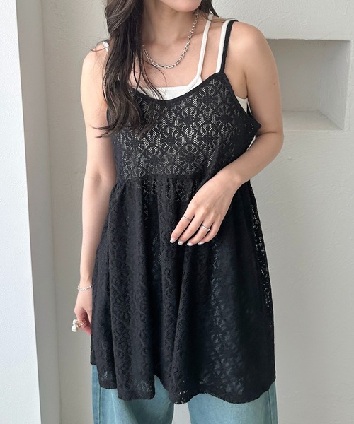 apres jour clair(アプレジュールクレア)の「【apres jour clair】フラワーレースキャミチュニック(チュニック・レディース・オフホワイト/ブラック/ベージュ・フリー/X-LARGE)」の17枚目の写真