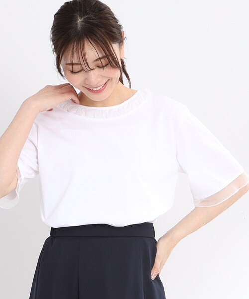Reflect(リフレクト)の「【洗える】キレイめジャージプルオーバー(Tシャツ/カットソー・レディース・ネイビー/オフホワイト/ライトパープル・11/05/15 /13/17/09/07)」の8枚目の写真