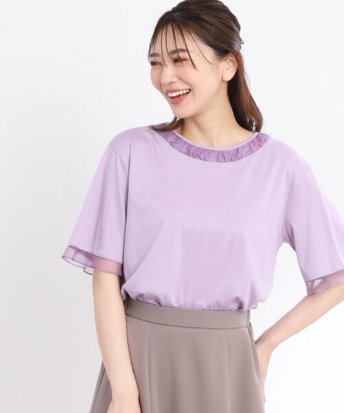 Reflect(リフレクト)の「【洗える】キレイめジャージプルオーバー(Tシャツ/カットソー・レディース・ネイビー/オフホワイト/ライトパープル・11/05/15 /13/17/09/07)」の12枚目の写真