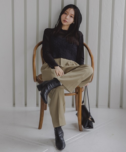 Petitjo（プッチージョ）の「小さいサイズ　防水・防滑スクエアトゥショートブーツ　低身長さん・小柄女性（ブーツ・レディース・アイボリー/ブラック・SS/S/M）」の7枚目の写真