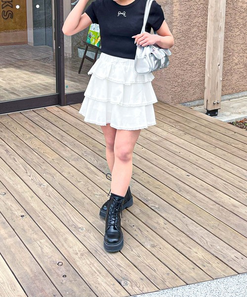 frunco(フランコ)の「スエットティアードスカート(スカート・レディース・ホワイト/ブラック/グレー・MEDIUM)」の18枚目の写真