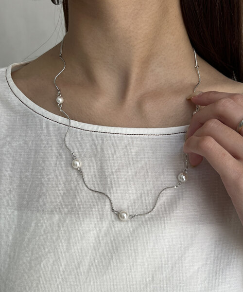 Chez toi（シェトワ）の「ねじりパールネックレス（ネックレス・レディース・ゴールド/シルバー・FREE）」の8枚目の写真
