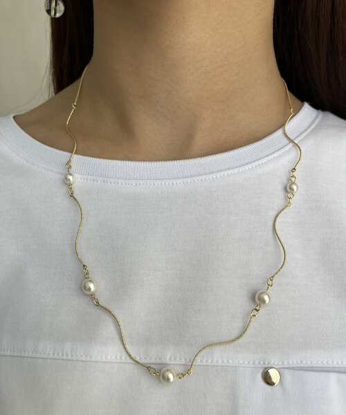 Chez toi（シェトワ）の「ねじりパールネックレス（ネックレス・レディース・ゴールド/シルバー・FREE）」の9枚目の写真